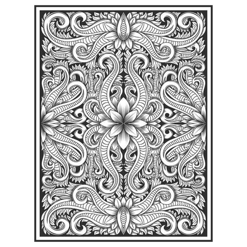 Vertical wood carved effect botanical pattern vector