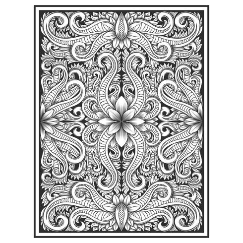 Vertical wood carved effect botanical pattern vector