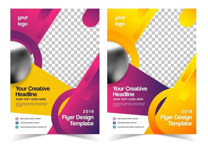 Set of Pink and Yellow Flyer Template  vector