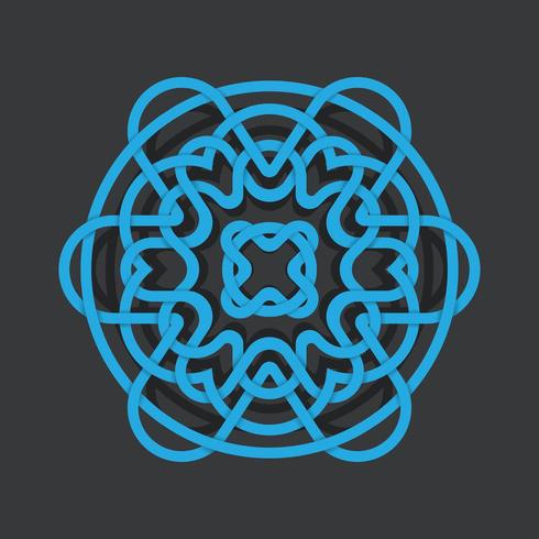 Blue abstract digital mandala with shadow  vector