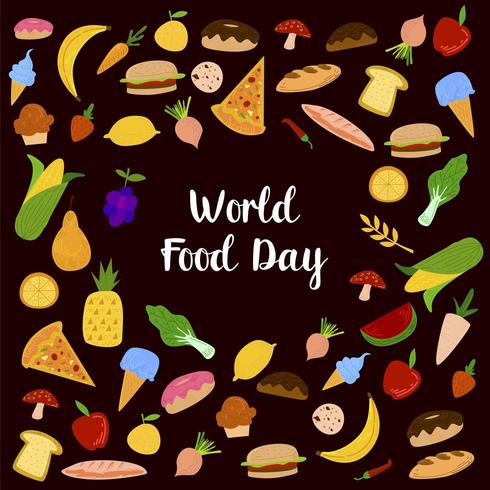 World Of Food Day on Black Background  vector