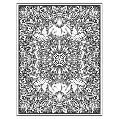 Vertical hand drawn wood carved effect floral pattern vector