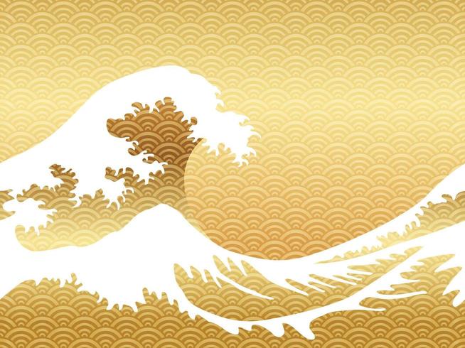 Japanese vintage style seamless great waves. vector