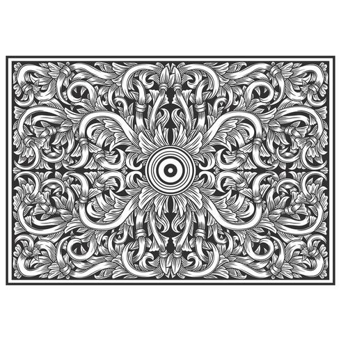 Wood carved effect horizontal botanical pattern vector