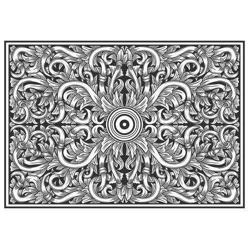 Wood carved effect horizontal botanical pattern vector