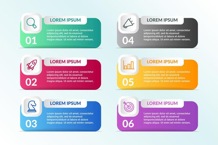 Lista de diseño infográfico con 6 listas para el concepto de negocio vector