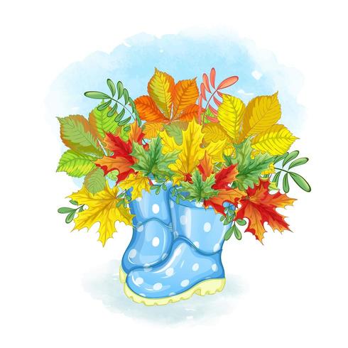 Flower bouquet in rain boots  vector