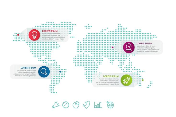 business infographic design with world map background vector