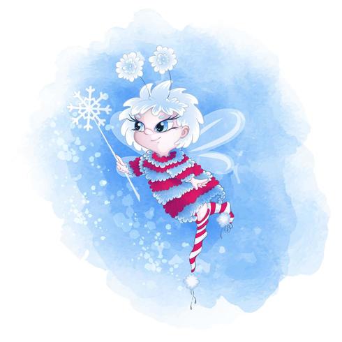 Winter fairy in a warm sweater and striped socks vector