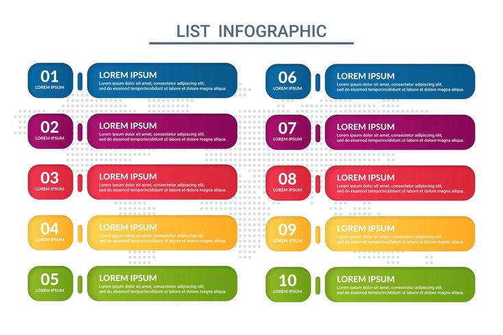 list infographic design with world map background vector