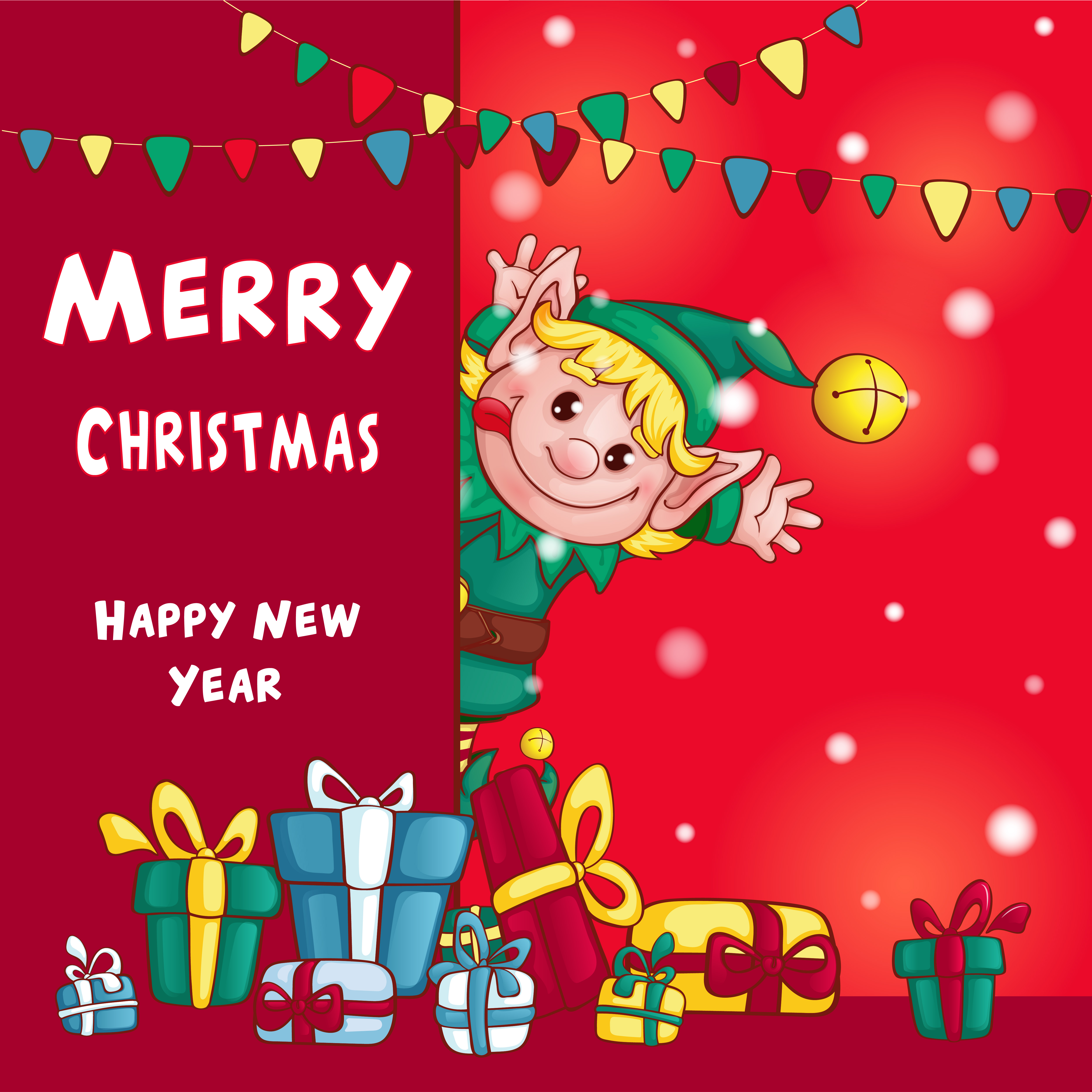 Grußkarte der frohen Weihnachten und des guten Rutsch ins Neue Jahr