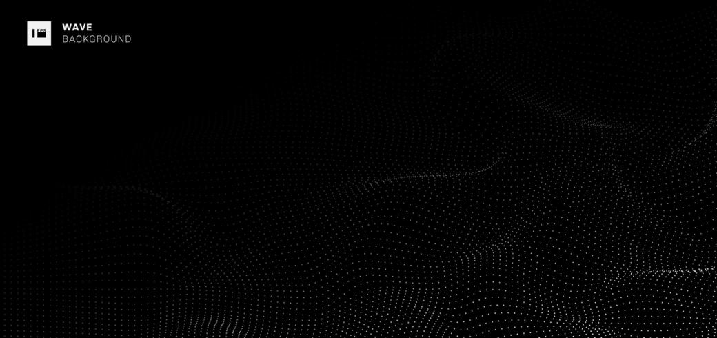  white dots waves pattern futuristic on black background vector