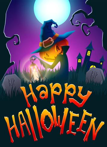 Halloween Jack the pumpkin in the graveyard vector