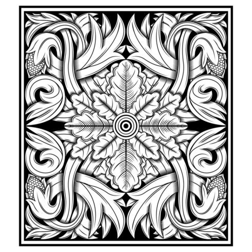 Ornate floral botanical carved effect pattern  vector
