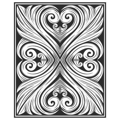 Ornate botanical swirl heart pattern  vector