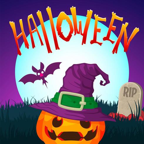 Halloween Jack o lantern in the graveyard vector