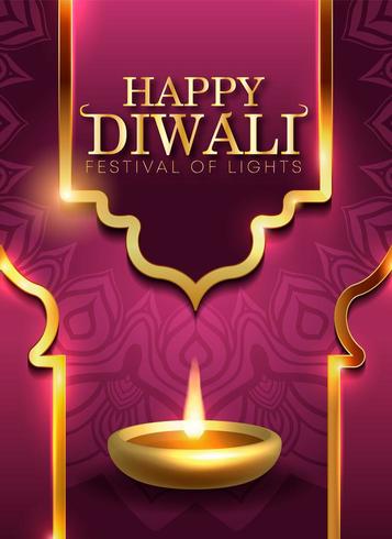 Diwali Hindu festival greeting card with modern elements vector