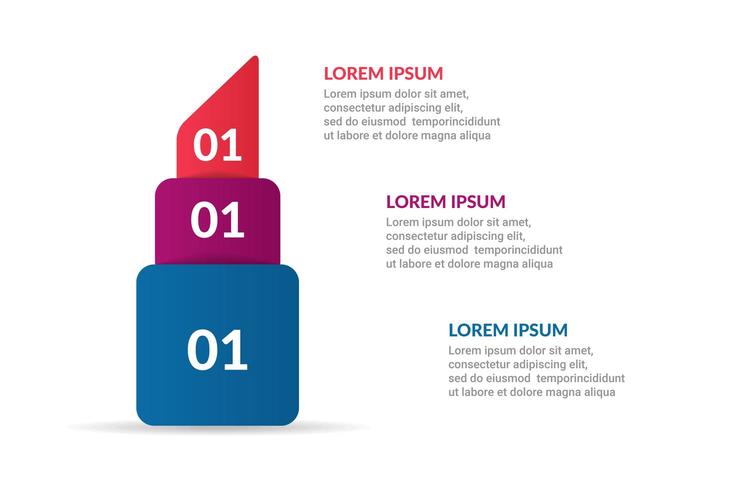 lápiz labial, diseño infográfico con opciones o lista vector