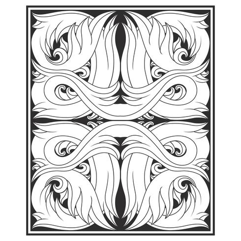 Twisting leaves black and white pattern  vector