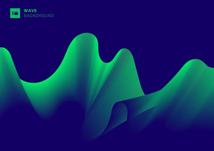 aurora green light wave on blue background vector