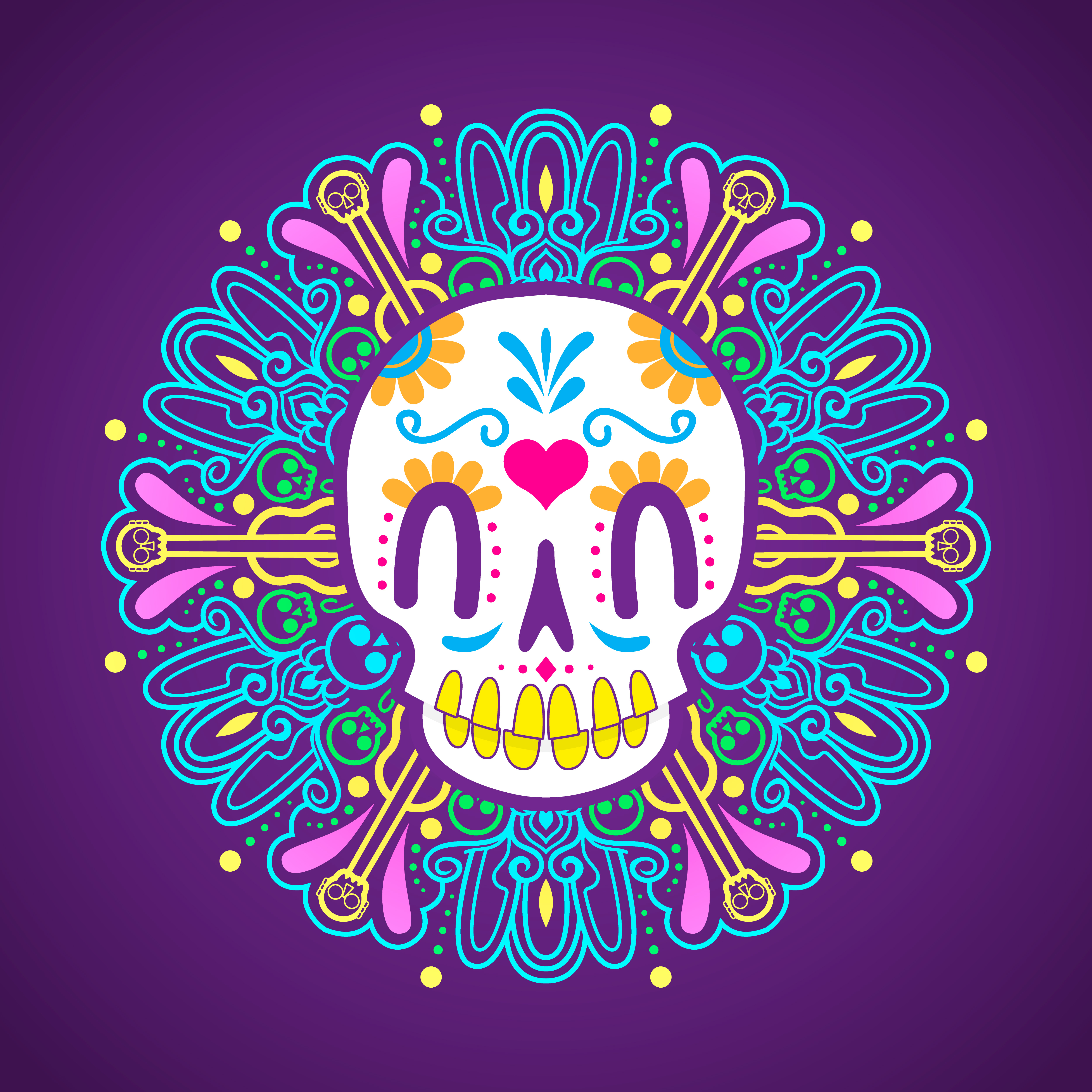 Download day of the dead sugar skull with mandala - Download Free ...