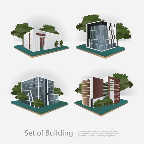 Modern City Buildings isometric vector