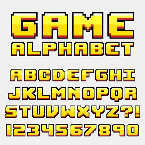  Retro Video Game Pixel Style Letter Set vector