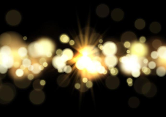 Bokeh lights and starburst background vector