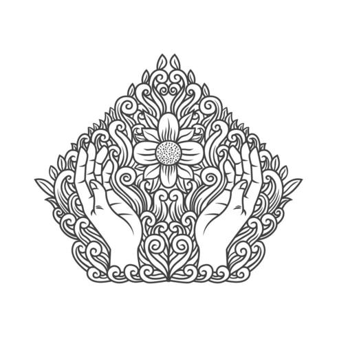 Ornate lines hands praying design  vector