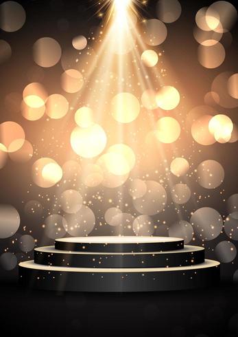 Podium under sparkling gold spotlight vector
