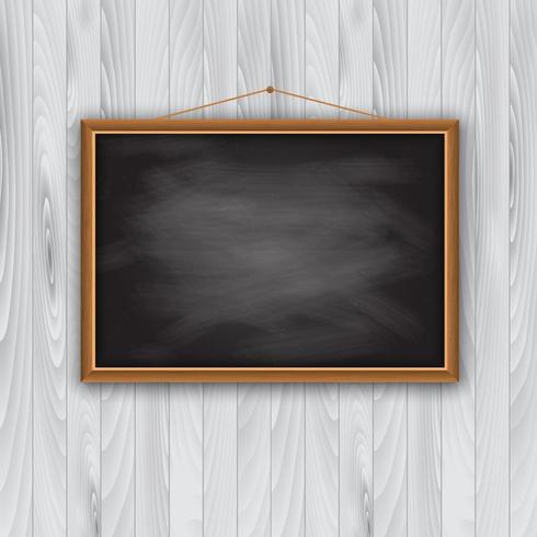 Chalk Board frame on wooden wall vector