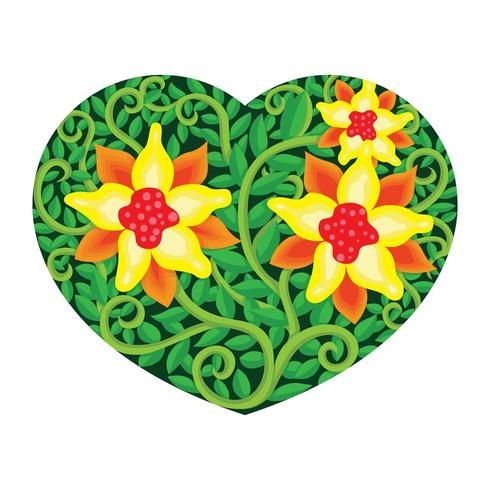 Colorful digital heart shape floral image vector