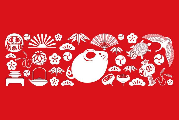 Encantos rojos japoneses de la suerte vector