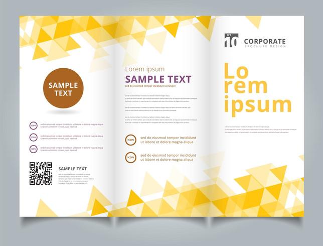 Template brochure layout design geometric yellow triangles vector