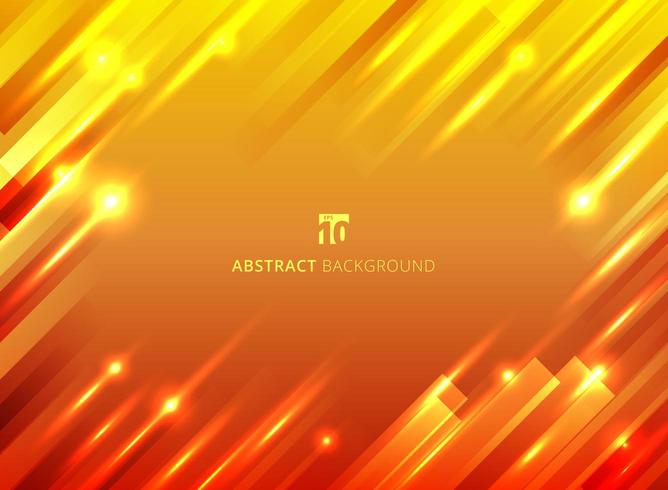 Geometric motion with lighting glow sparkle on yellow and red background. vector