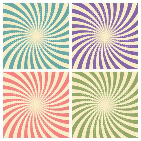 Set of circus graphic radius effects retro green, blue, purple, red vector