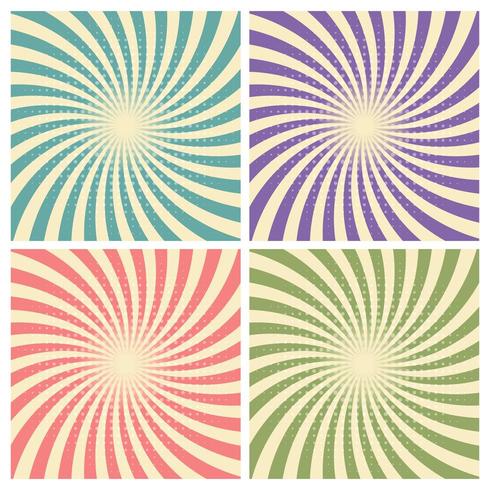 Set of circus graphic radius effects retro green, blue, purple, red vector