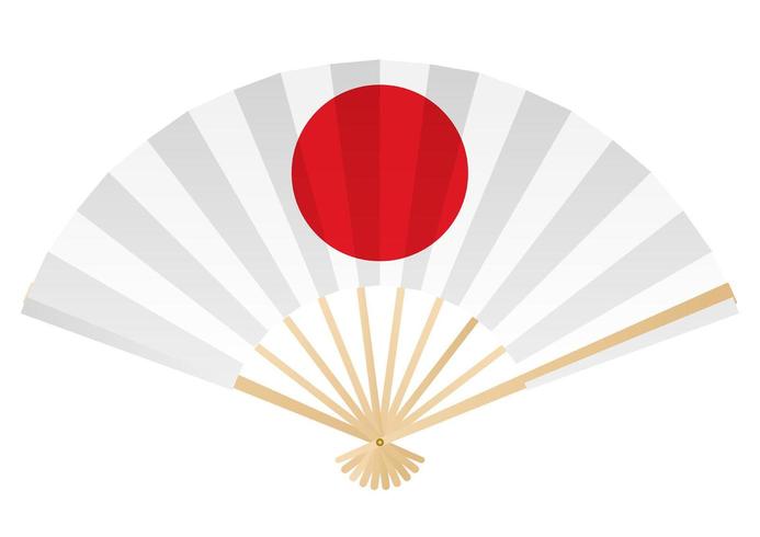 Folding fan with a red circle symbol. vector