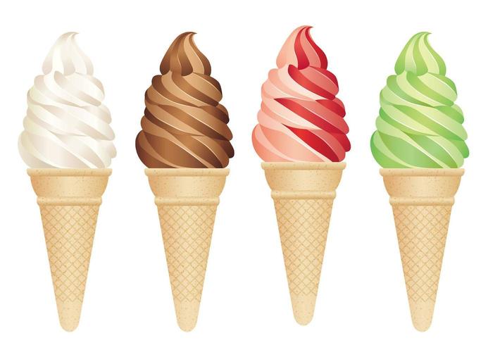 Set of four ice creams isolated on a white background. vector