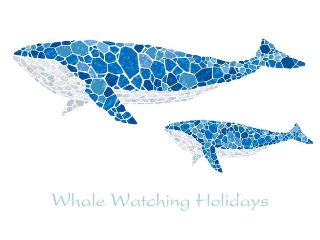 Mosaic blue whales.  vector