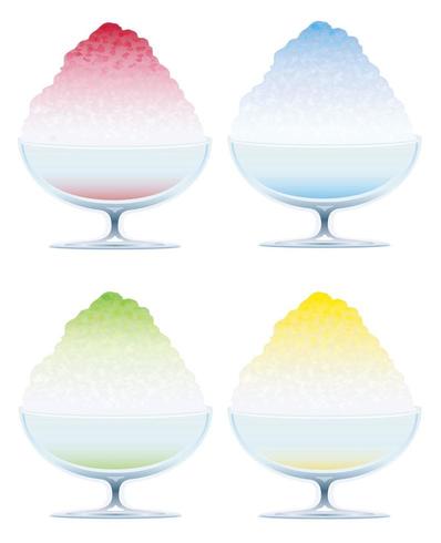 Set of four shaved ice isolated on a white background. vector