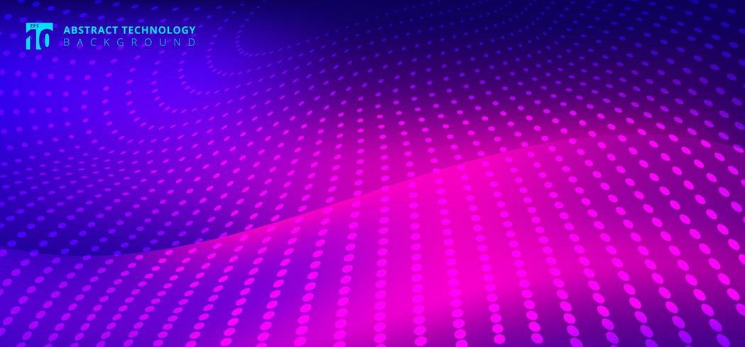 Patrón de puntos radiales de tecnología futurista en onda borrosa de movimiento vector
