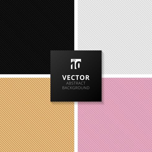 Set of abstract black, white, gold, pink gradient striped lines diagonal pattern vector