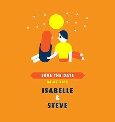 Save the Date Sunset Card vector