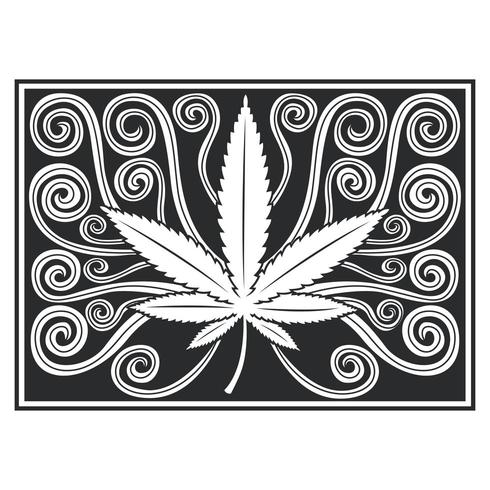 Hemp leave botanical carved effect pattern vector