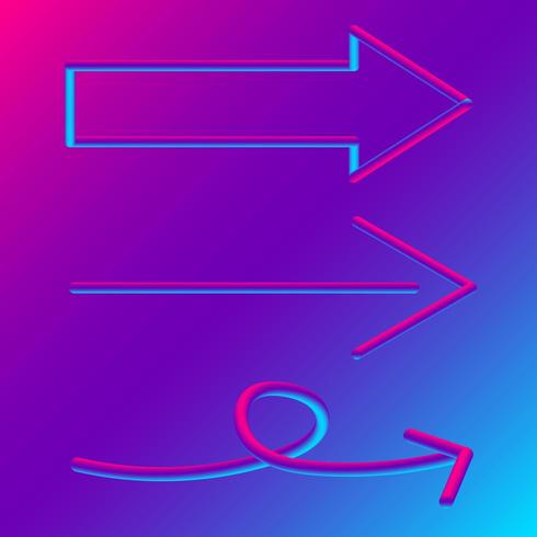 Arrow signs set blue and purple gradient background vector