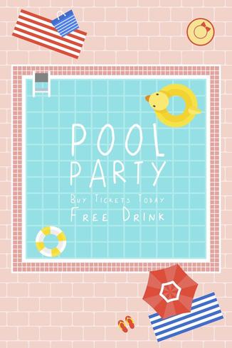 Pool Party Invite Card  vector