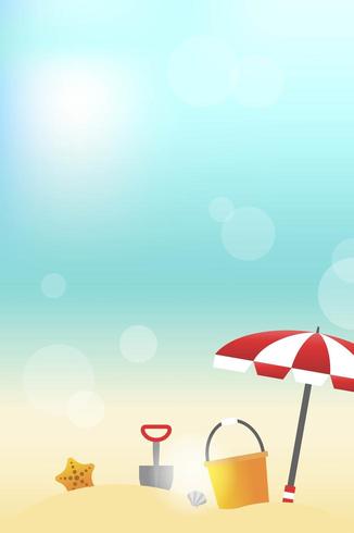 Summer Beach view with beach equipment vector