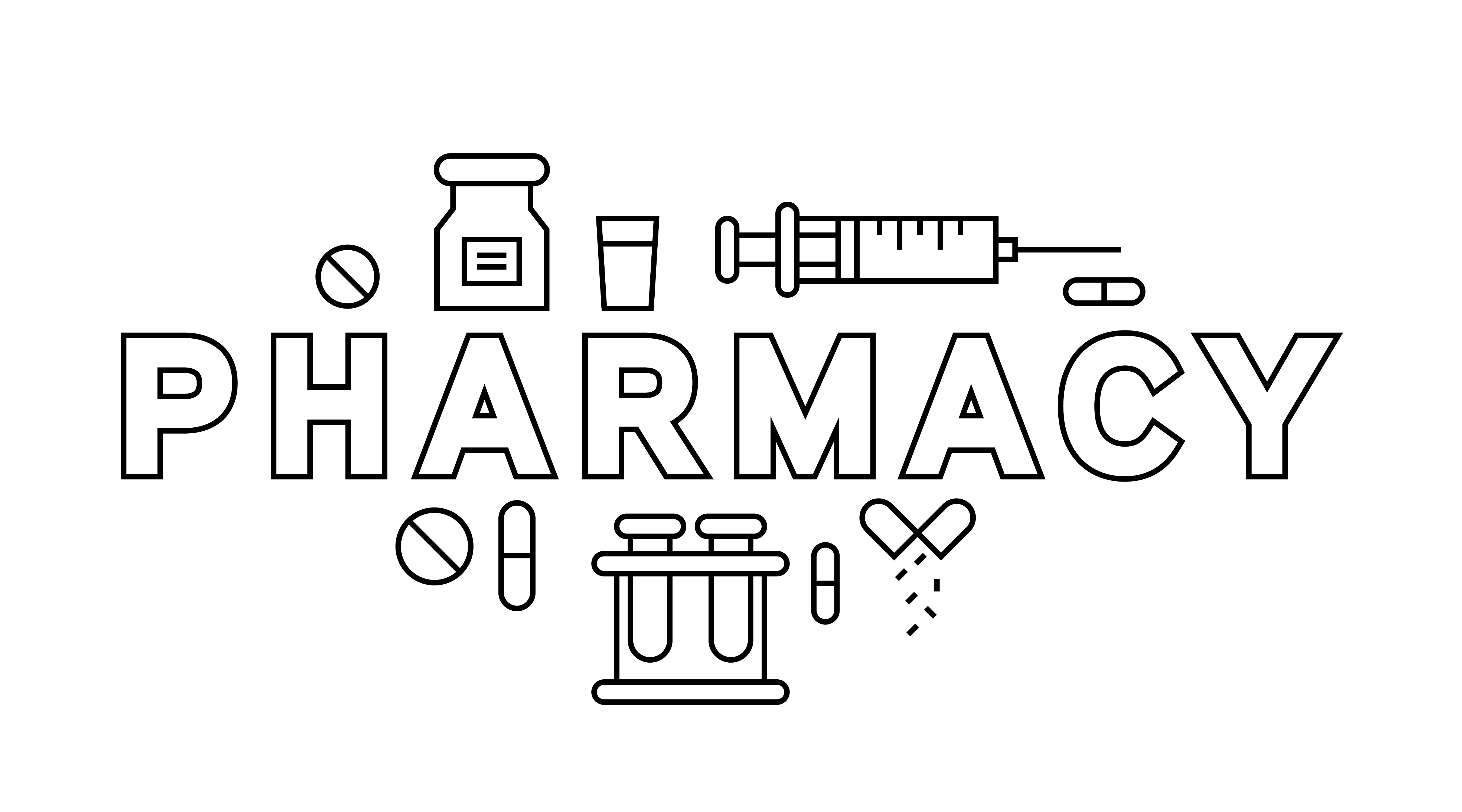 Pharmacy Fine Line Typography - Download Free Vectors, Clipart Graphics ...