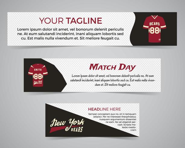 Set of American football banner template vector